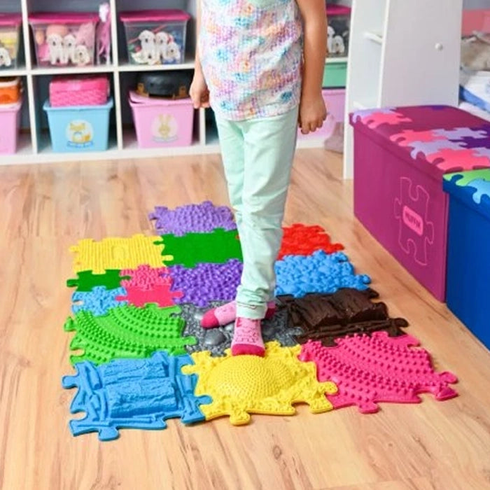 משטחי פאזל תחושתיים – סט ענק צבעוני