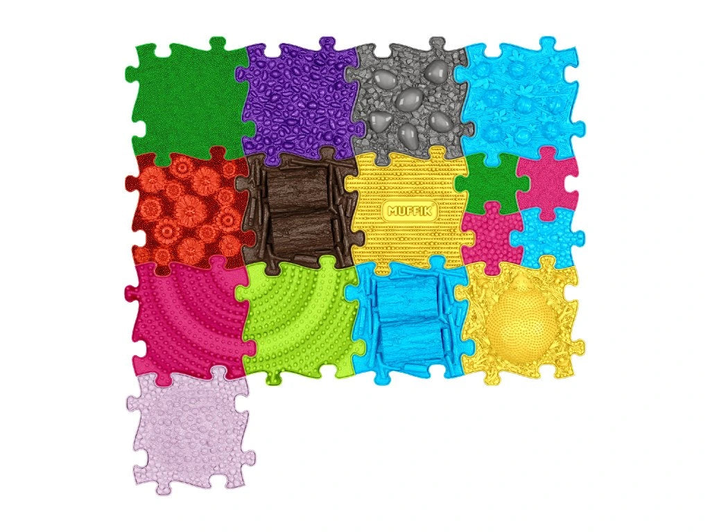 משטחי פאזל תחושתיים – סט ענק צבעוני